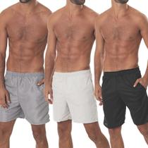 Kit 3 Short Bermuda Tactel Praia Esporte Treino Casual Masculino