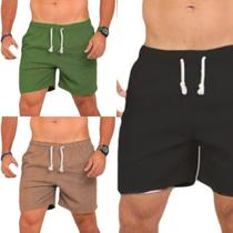 KIT 3 short bermudas masculino LINHO PREMIUM com 2 bolsos lateral conforto