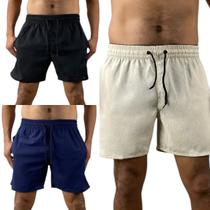 KIT 3 short bermudas masculino LINHO PREMIUM com 2 bolsos lateral conforto KIT 3 short bermudas masculino LINHO PREMIUM com 2 bolsos lateral conforto