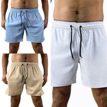 KIT 3 short bermudas masculino LINHO PREMIUM com 2 bolsos lateral conforto