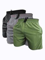 kit 3 short bermudas tactel elastano masculino adulto praia treino secagem