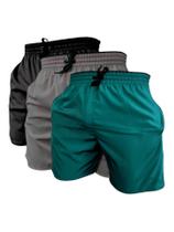 kit 3 short bermudas tactel elastano masculino adulto praia treino secagem