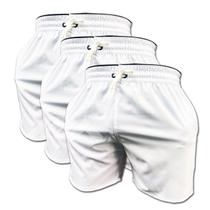 Kit 3 Short Branco de Elastano Dry fit Bermuda de Praia Piscina e Academia