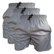 Kit 3 Short Cinza de Elastano Dry fit Bermuda de Praia Piscina e Academia