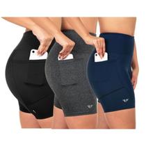 Kit 3 Short Com Bolso Para Corrida Run Suplex Poliamida