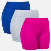 Kit 3 Short Curto Fitness Feminino Suplex Treino Academia