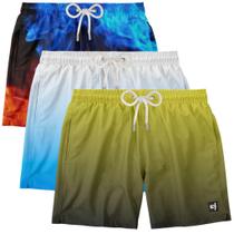 kit 3 Short de Banho Masculino de Praia Estampado Surf Boardshort Moda Esportiva