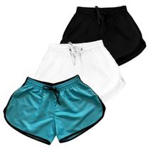 Kit 3 Short de Tactel Feminino Moda Praia Liso