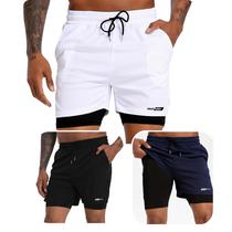 kit 3 short duplo 2 em 1 bermuda segunda pele de compressão anti assadura proteção UV50+ kit 3 short duplo 2 em 1 bermuda segunda pele de compressão anti assadura proteção UV50+