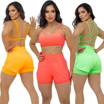 Kit 3 Short Duplo Fitness Academia Feminino Treino Caminhada Kit 3 Short Duplo Fitness Academia Feminino Treino Caminhada