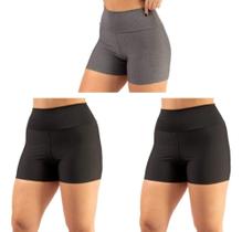 Kit 3 Short Fitness Feminino Curto Cint Preto Cinza Preto G Kit 3 Short Fitness Feminino Curto Cint Preto Cinza Preto G