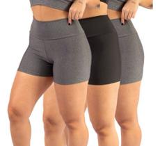 Kit 3 Short Fitness Feminino Curto Cintura Alta Reforçado
