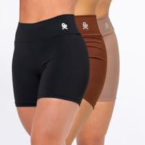 Kit 3 Short Fitness Feminino Meia Coxa Cintura Alta Zero Transparência Academia Básico Kit 3 Short Fitness Feminino Meia Coxa Cintura Alta Zero Transparência Academia Básico