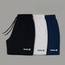 Kit 3 short hurley surfing skate básico bermuda tactel elastano dry fit verão leve