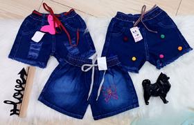 Kit 3 short jeans menina infantil verão do 1 ao 6 anos.