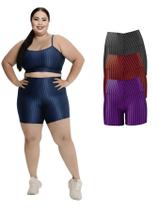 Kit 3 Short Legging 3D Academia Fitness Feminino Plus Size