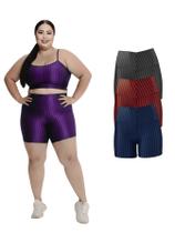 Kit 3 Short Legging 3D Academia Fitness Feminino Plus Size