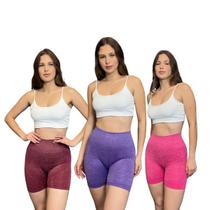 Kit 3 Short Legging Academia Feminino Empina Bumbum Cós Alto Elástico