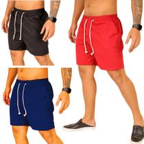 Kit 3 Short Linho Masculino Praia Treino Academia Bermuda Corrida calção Uso dia Dia Passeio - Affluere