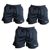 Kit 3 Short Masculino Academia Esportivo 2 em 1 Short Segunda Pele Calção Corrida Fitness Treino Kit 3 Short Masculino Academia Esportivo 2 em 1 Short Segunda Pele Calção Corrida Fitness Treino