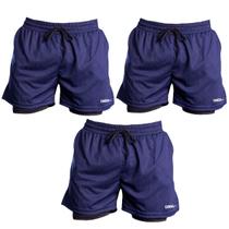 Kit 3 Short Masculino Academia Esportivo 2 em 1 Short Segunda Pele Calção Corrida Fitness Treino Kit 3 Short Masculino Academia Esportivo 2 em 1 Short