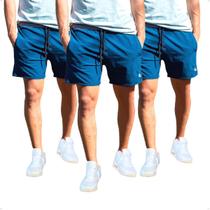 Kit 3 Short Masculino Bermuda Treino Tactel c/ Elastano Praia Academia