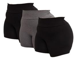 Kit 3 Short Plus Size Fitness Feminino Curto Cintura Alta Kit 3 Short Plus Size Fitness Feminino Curto Cintura Alta