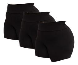 Kit 3 Short Plus Size Fitness Feminino Curto Cintura Alta