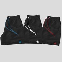 Kit 3 Short Praia Masculino Mauricinho Coroa Bermuda Preta Kit 3 Short Praia Masculino Mauricinho Coroa Bermuda Preta