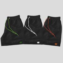 Kit 3 Short Praia Masculino Mauricinho Coroa Bermuda Preta Kit 3 Short Praia Masculino Mauricinho Coroa Bermuda Preta