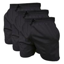 Kit 3 Short Preto de Elastano Dry fit Bermuda de Praia Piscina e Academia