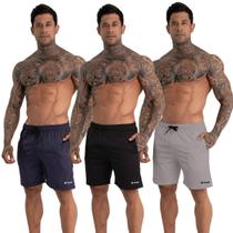 Kit 3 Short Tactel Fitness Masculino Esportivo para Exercícios Academia