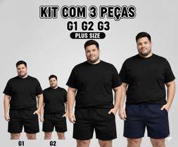 Kit 3 Short tactel plus size masc