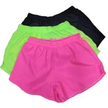 Kit 3 Short Tectel Feminino Moda Praia Neon Academia Super Leve Confortável Pronta Entrega