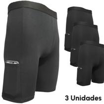 Kit 3 Short Térmico Ciclista Com Bolso Segunda Pele Proteção UV Meia Coxa