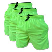 Kit 3 Short Verde Limão de Elastano Dry fit Bermuda de Praia Piscina e Academia