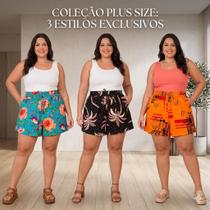 Kit 3 Short Viscose Plus Size 7096 - G3