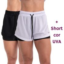 Kit 3 Shorts 2 em 1 Feminino Bermuda Dryfit Dupla Para Treino Academia Caminhada e Outros Esportes