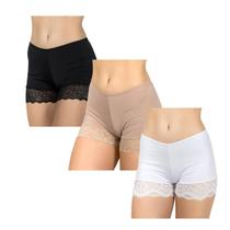Kit 3 Shorts Anágua em Microfibra Segunda Pele Cueca Feminina