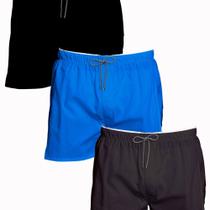 Kit 3 Shorts Básicos Masculino Verão Curto Tactel Liso Moda