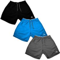Kit 3 Shorts Básicos Masculino Verão Curto Tactel Liso Moda