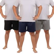 Kit 3 Shorts Bermuda Elastano Plus Size Masculina Academia Corrida Tamanho Grande Esportivo