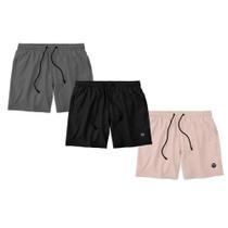 Kit 3 Shorts Bermuda Masculino Básico Mauricinho Tactel