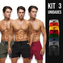 Kit 3 Shorts Bermudas Academia Treino Corrida Masculina TACTEL GROSSO ELITE 500