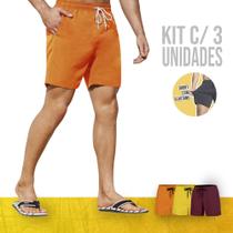 KIT 3 Shorts Bermudas Academia Treino Corrido Masculina TACTEL ELASTANO 714