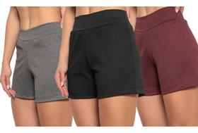 Kit 3 Shorts Bermudas Bastante Elasticidade Malha Canelado Kit 3 Shorts Bermudas Bastante Elasticidade Malha Canelado