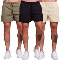 Kit 3 Shorts Bermudas Masculina Curta Linho
