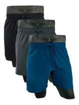 KIT 3 Shorts/Bermudas masculino tactel com elastano moda praia academia futbal secagen rapido
