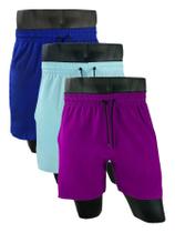 KIT 3 Shorts/Bermudas masculino tactel com elastano moda praia academia futbal secagen rapido