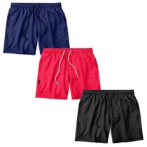 Kit 3 Shorts Bermudas MXC BRASIL Masculino Tactel Mauricinho Lisa Liso